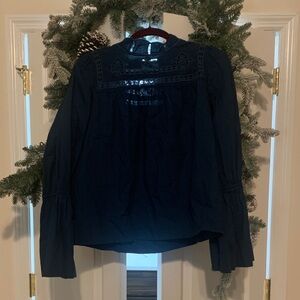Free People Navy Blue Blouse MEDIUM